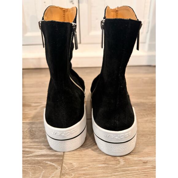 JSlides Womens Nila Sneaker Boot Size 10M Black Suede Zip High Top Shoe Platform - Picture 4 of 4